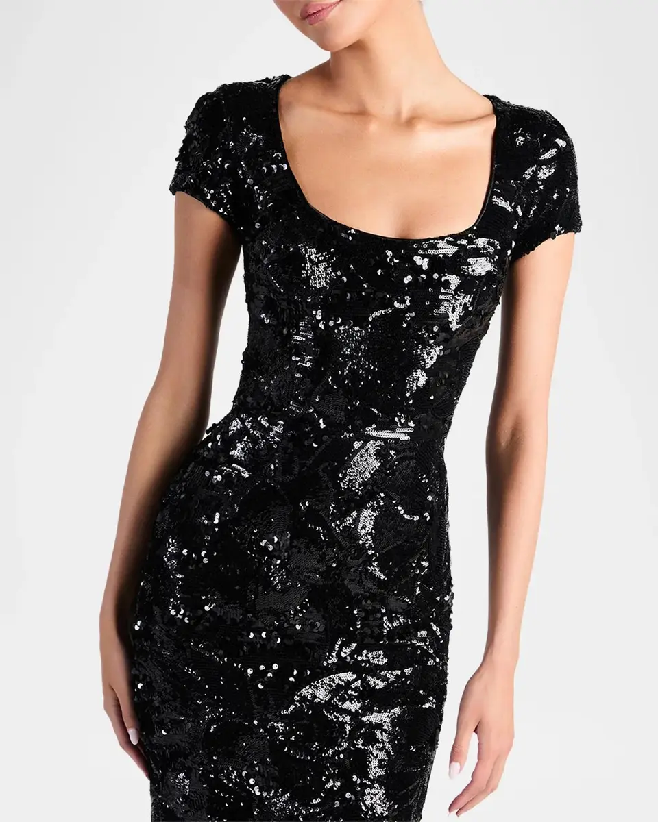 HELSI Danny Floral Sequin Column Gown | Thumbnail 5 HELSI Danny Floral Sequin Column Gown | Thumbnail 5