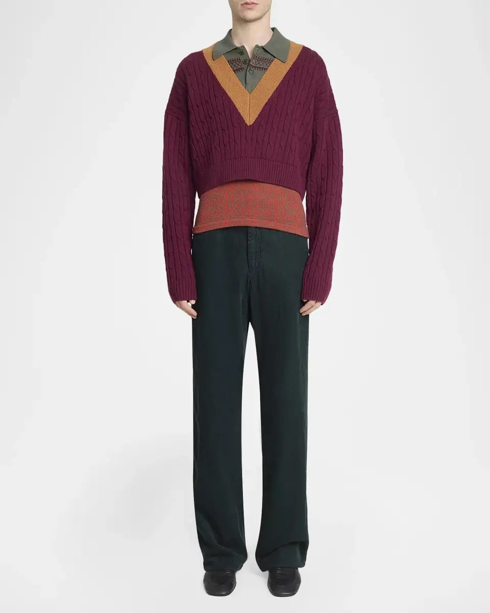 Dries Van Noten Men's Layered Polo Sweater | Thumbnail 2