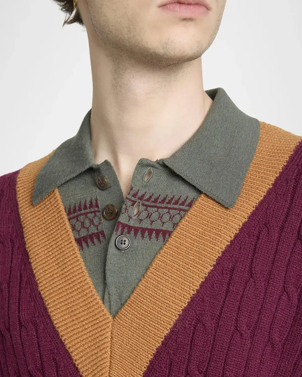 Dries Van Noten Men's Layered Polo Sweater | Thumbnail 5