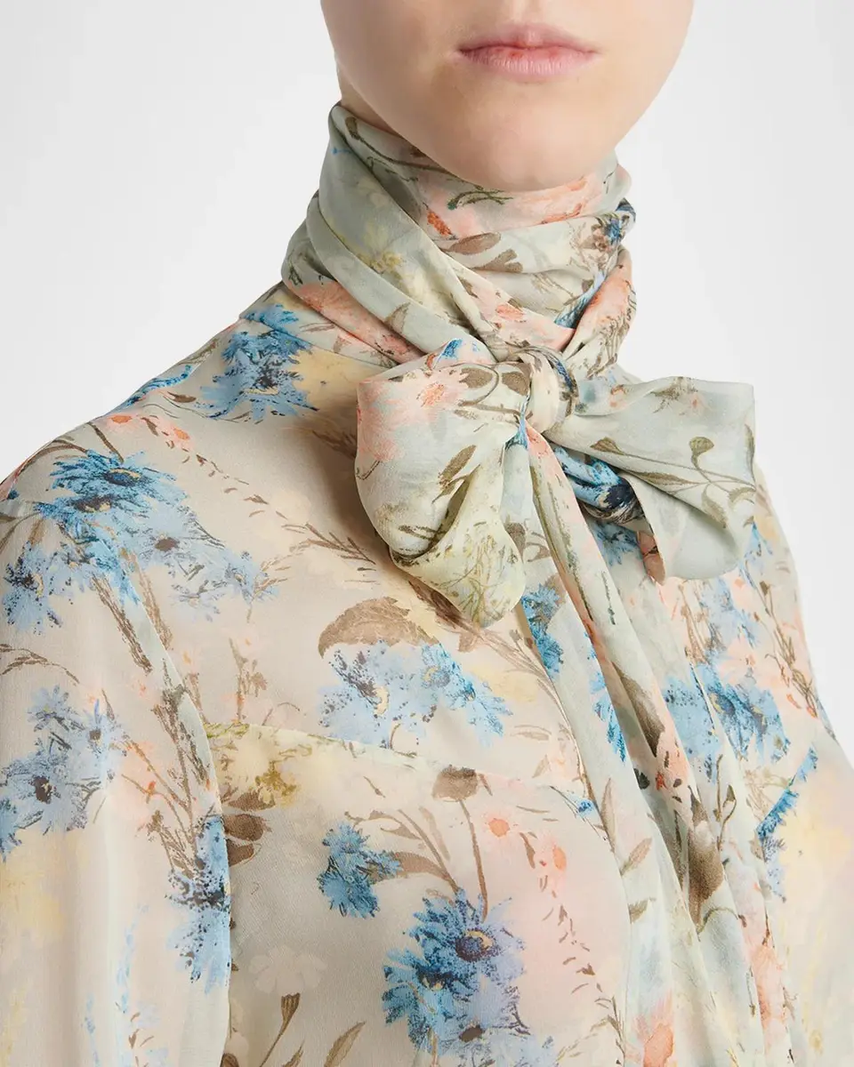 Alexander McQueen Floral Tieneck Silk Blouse | Thumbnail 4 Alexander McQueen Floral Tieneck Silk Blouse | Thumbnail 4