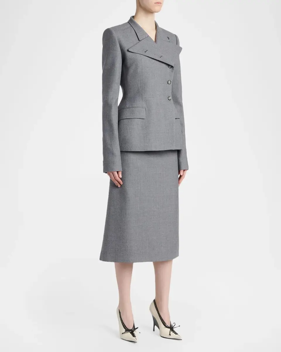 Alexander McQueen Cross Lapel Structured Wool Jacket | Thumbnail 2 Alexander McQueen Cross Lapel Structured Wool Jacket | Thumbnail 2