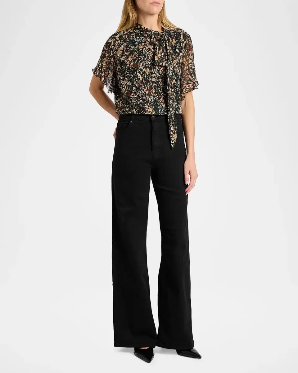Santorelli Abstract Tie-Neck Blouse | Thumbnail 2 Santorelli Abstract Tie-Neck Blouse | Thumbnail 2