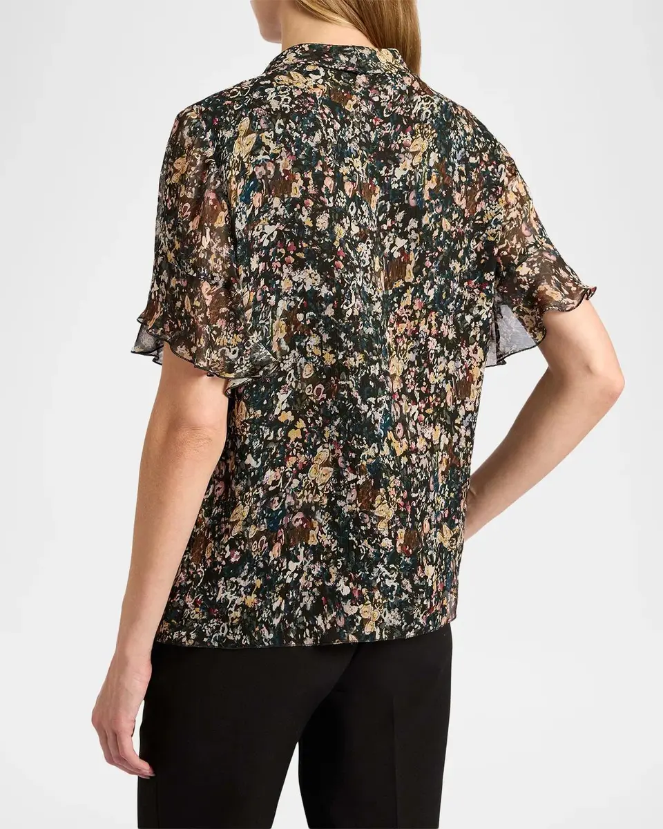 Santorelli Abstract Tie-Neck Blouse | Thumbnail 3 Santorelli Abstract Tie-Neck Blouse | Thumbnail 3