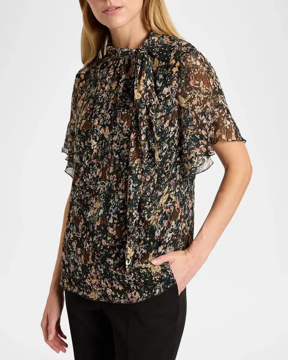 Santorelli Abstract Tie-Neck Blouse | Thumbnail 6 Santorelli Abstract Tie-Neck Blouse | Thumbnail 6