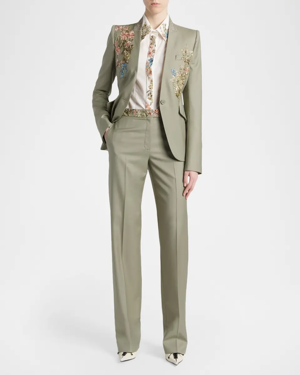 Alexander McQueen Beaded Silk Slim Button-Down Shirt | Thumbnail 2 Alexander McQueen Beaded Silk Slim Button-Down Shirt | Thumbnail 2