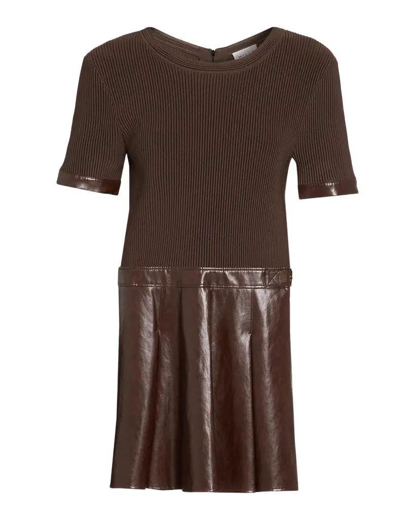 Milly Devyn Rib-Knit Mixed-Media A-Line Mini Dress