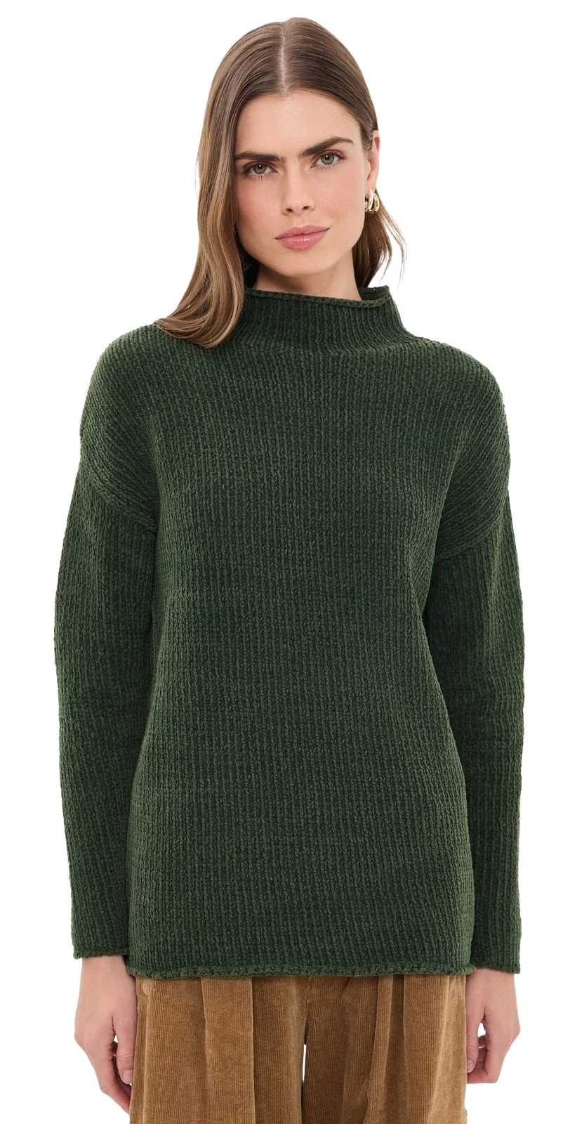 Mock Neck Elongated Sweater