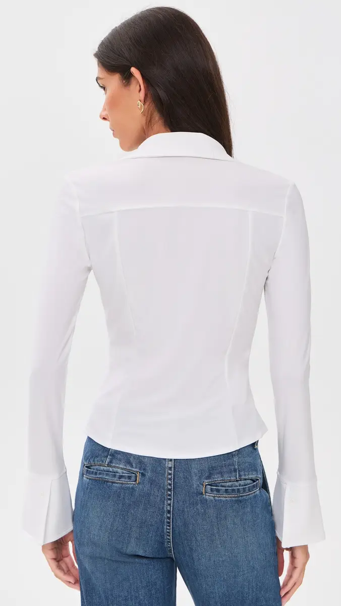 Alice + Olivia Freya Fitted Nipped Waist Button Down Top | Thumbnail 3 Alice + Olivia Freya Fitted Nipped Waist Button Down Top | Thumbnail 3
