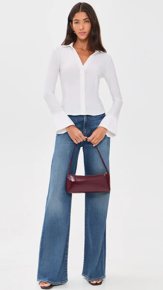 Alice + Olivia Freya Fitted Nipped Waist Button Down Top | Thumbnail 5 Alice + Olivia Freya Fitted Nipped Waist Button Down Top | Thumbnail 5