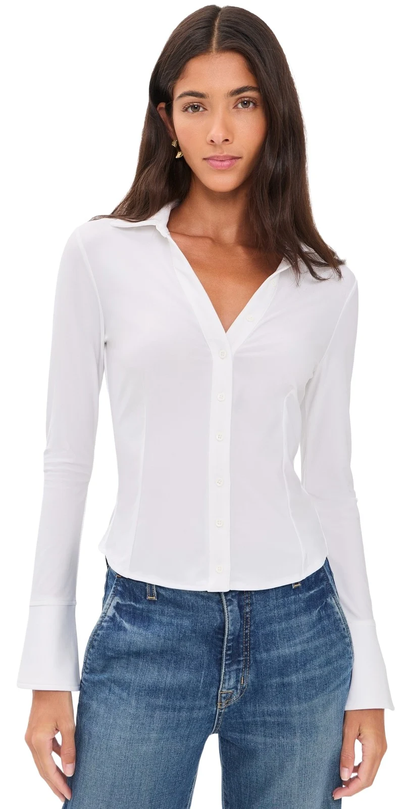 Freya Fitted Nipped Waist Button Down Top Freya Fitted Nipped Waist Button Down Top