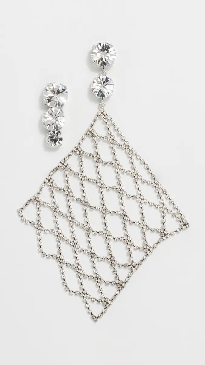 Isabel Marant Crystal Mesh Asymmetric Drop Earrings | Thumbnail 2 Isabel Marant Crystal Mesh Asymmetric Drop Earrings | Thumbnail 2