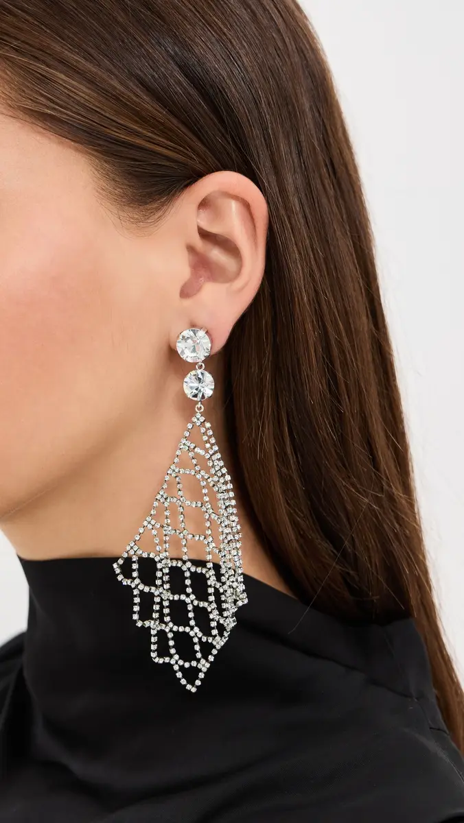 Isabel Marant Crystal Mesh Asymmetric Drop Earrings | Thumbnail 3 Isabel Marant Crystal Mesh Asymmetric Drop Earrings | Thumbnail 3