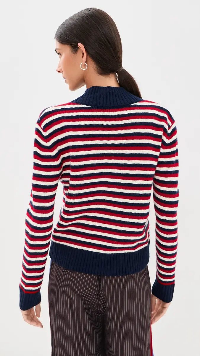 Rosie Assoulin Striped V Neck Wool Sweater | Thumbnail 3 Rosie Assoulin Striped V Neck Wool Sweater | Thumbnail 3