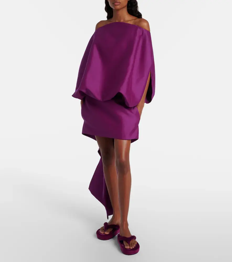 Balenciaga Off-shoulder wool and silk minidress | Thumbnail 5 Balenciaga Off-shoulder wool and silk minidress | Thumbnail 5