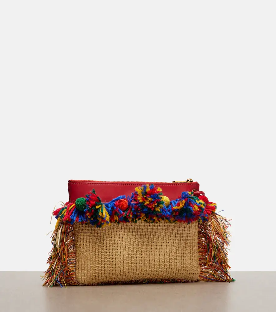 Dolce & Gabbana Fringed raffia-effect pouch | Thumbnail 3