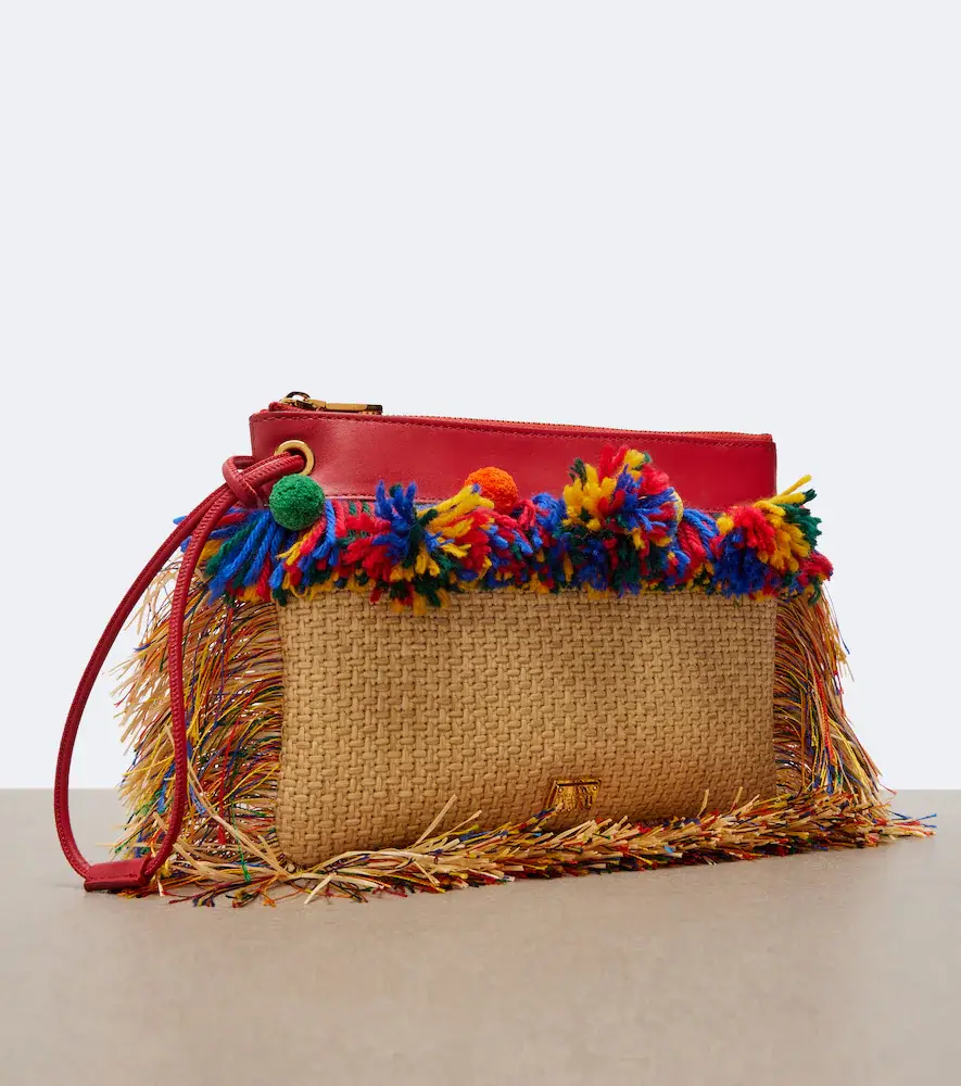 Dolce & Gabbana Fringed raffia-effect pouch | Thumbnail 4
