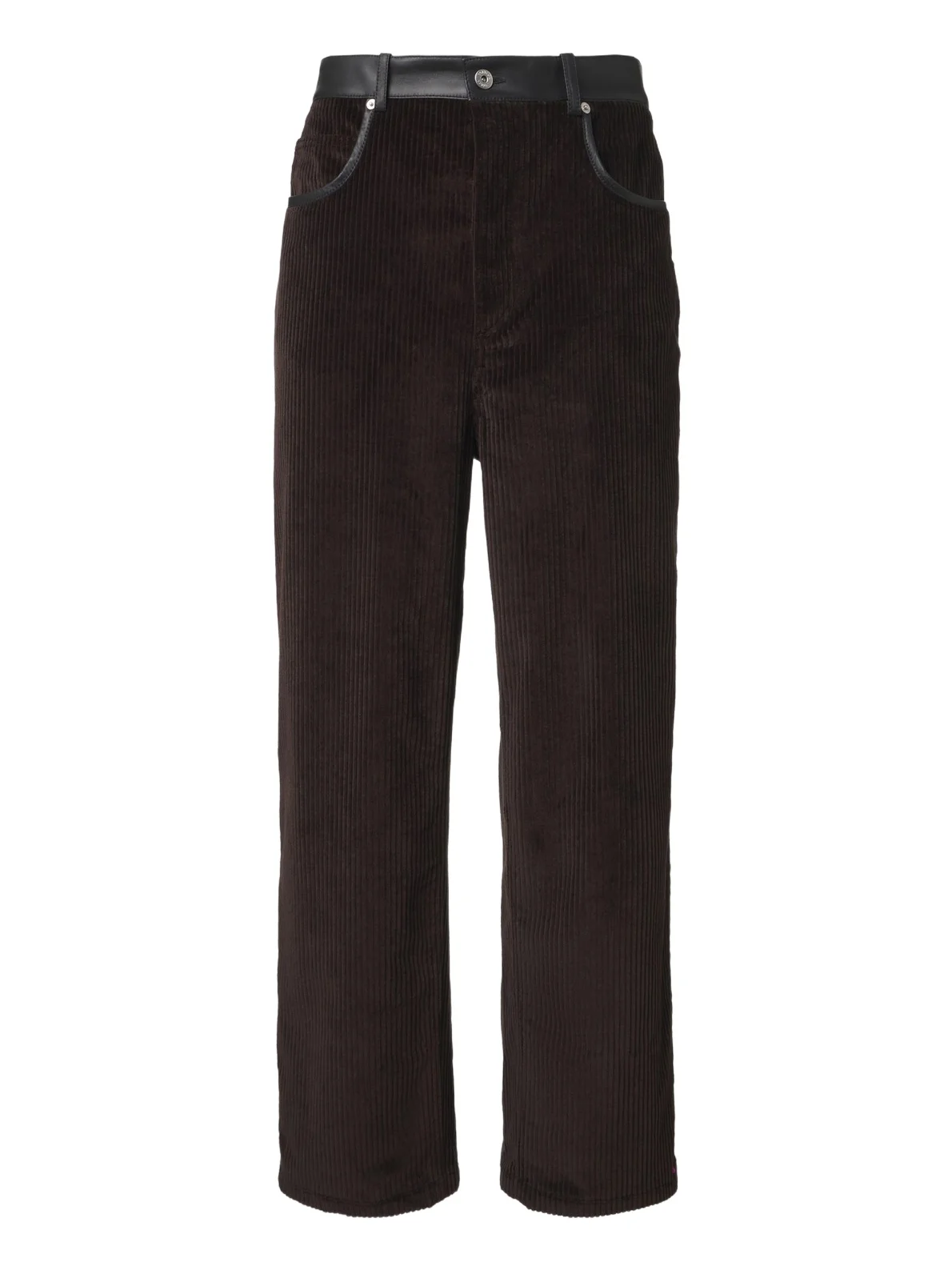 Bottega Veneta Leather-trimmed corduroy straight pants