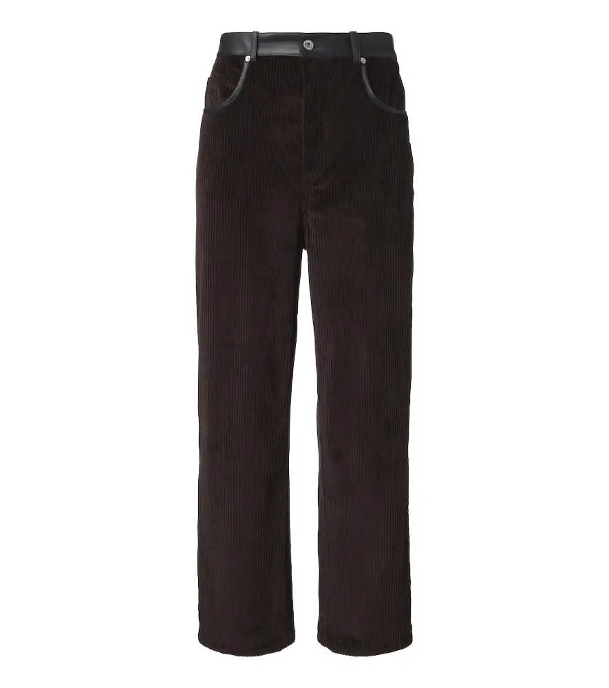 Bottega Veneta Leather-trimmed cotton corduroy straight pants | Image 1 Bottega Veneta Leather-trimmed cotton corduroy straight pants | Image 1