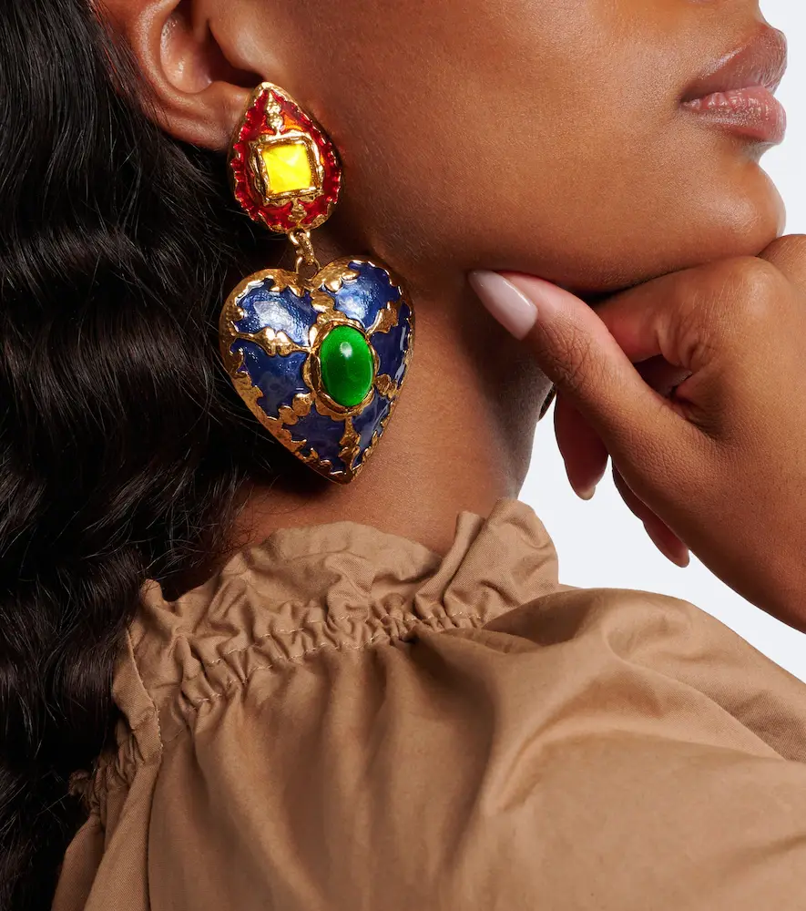Saint Laurent Embellished clip-on earrings | Thumbnail 6