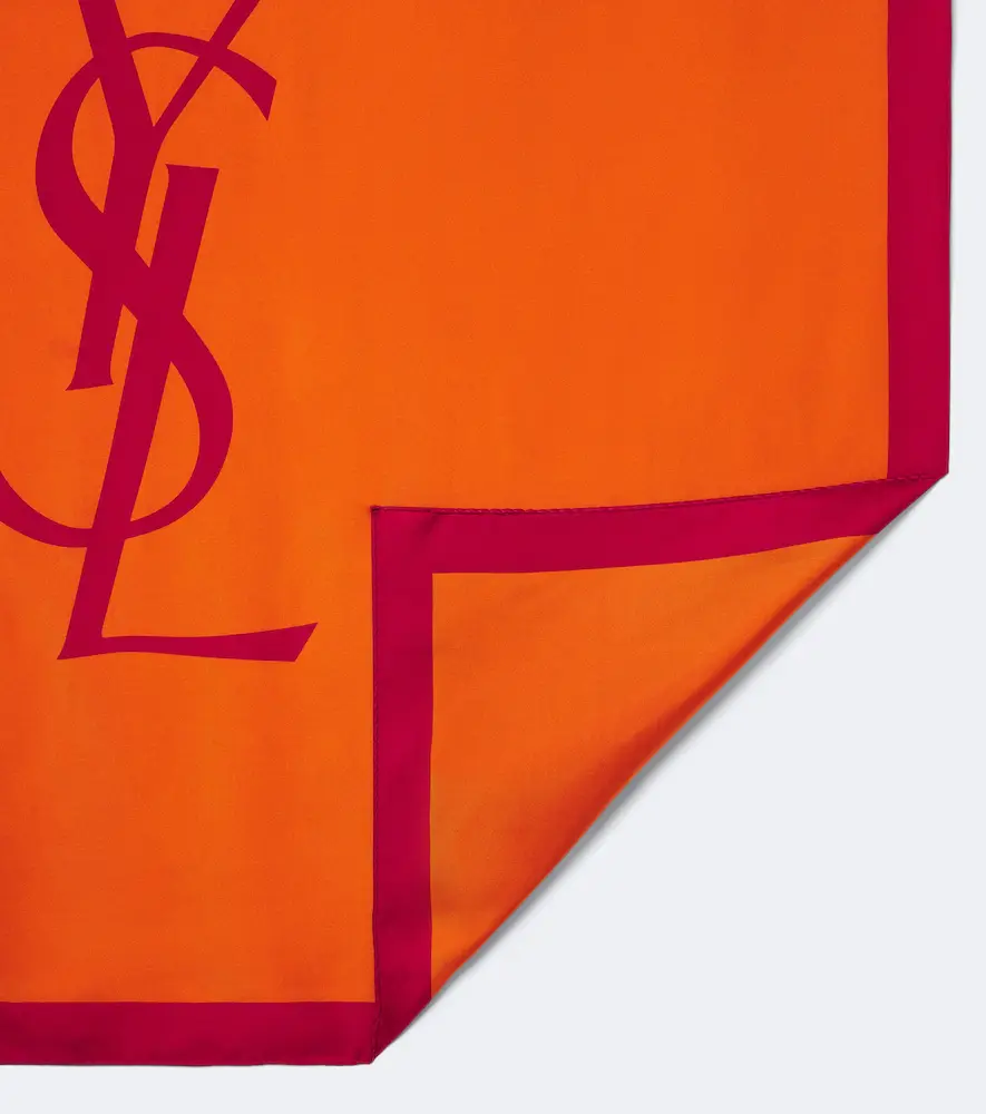 Saint Laurent Cassandre silk twill scarf | Thumbnail 2 Saint Laurent Cassandre silk twill scarf | Thumbnail 2