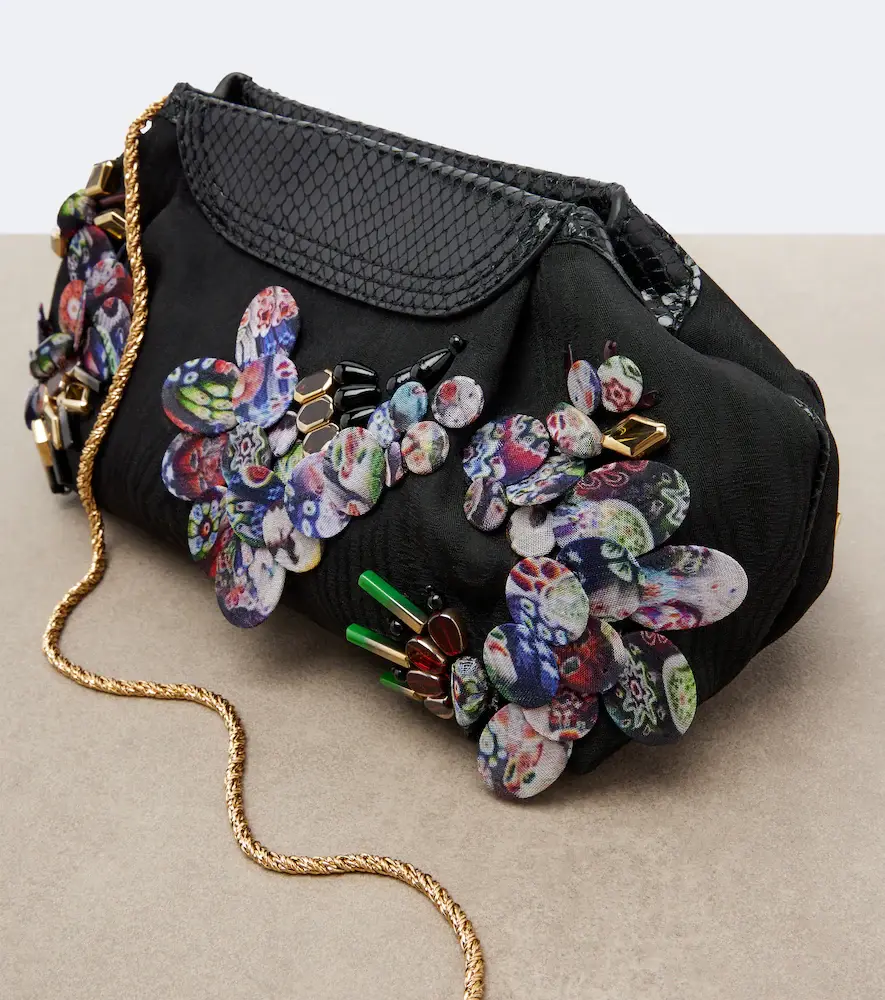 Dries Van Noten Embellished leather-trimmed clutch | Thumbnail 2