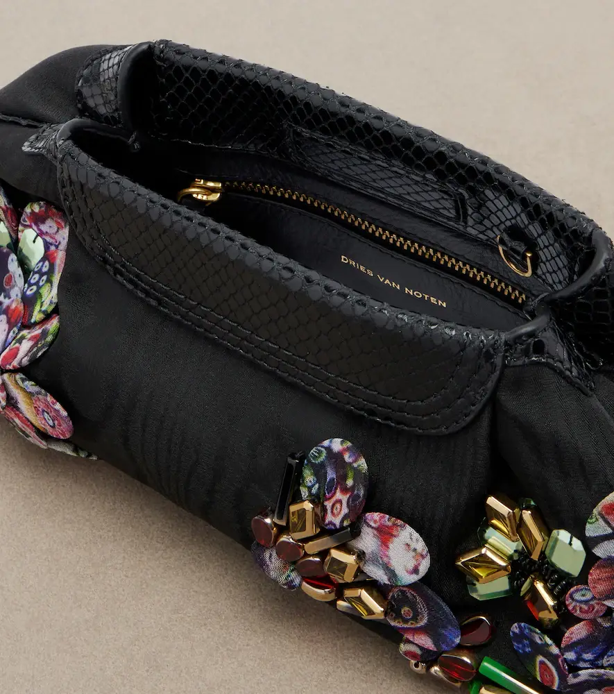 Dries Van Noten Embellished leather-trimmed clutch | Thumbnail 4