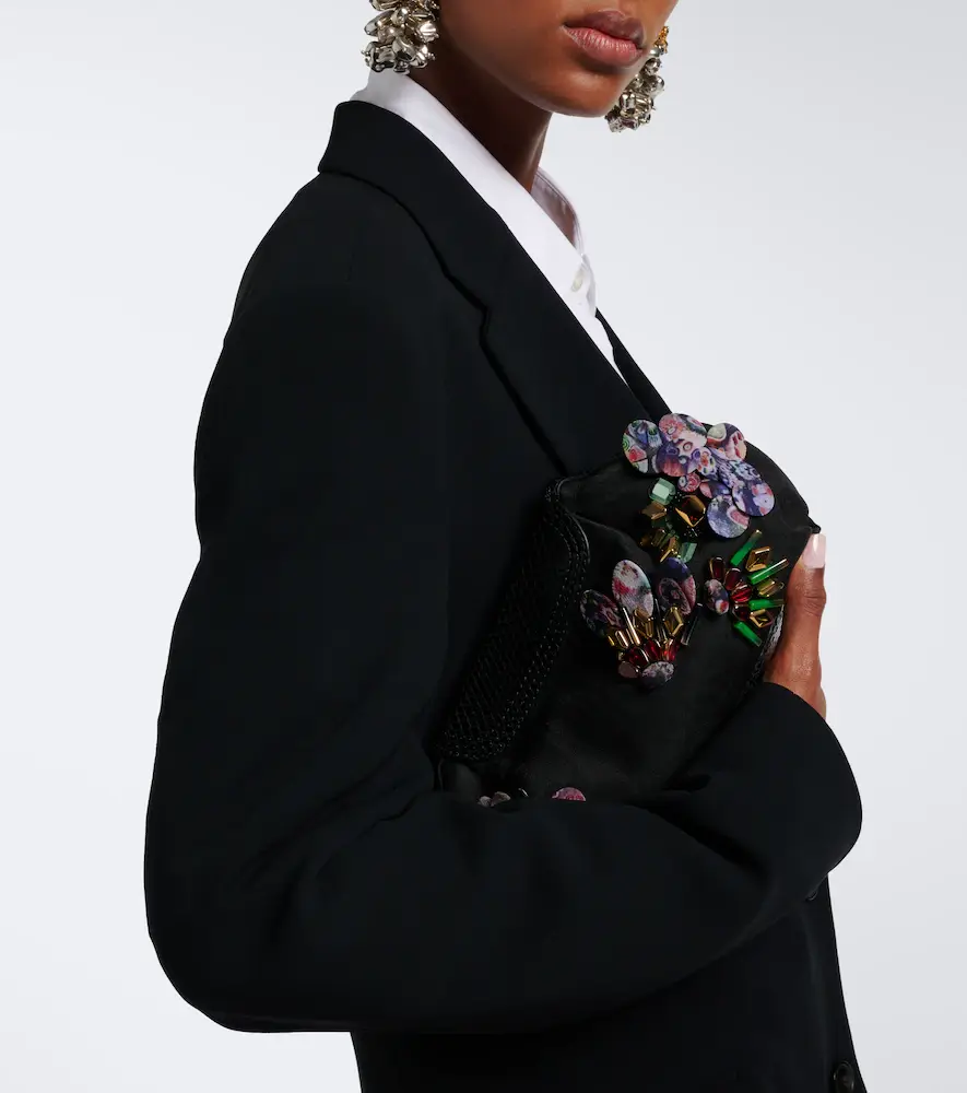 Dries Van Noten Embellished leather-trimmed clutch | Thumbnail 6
