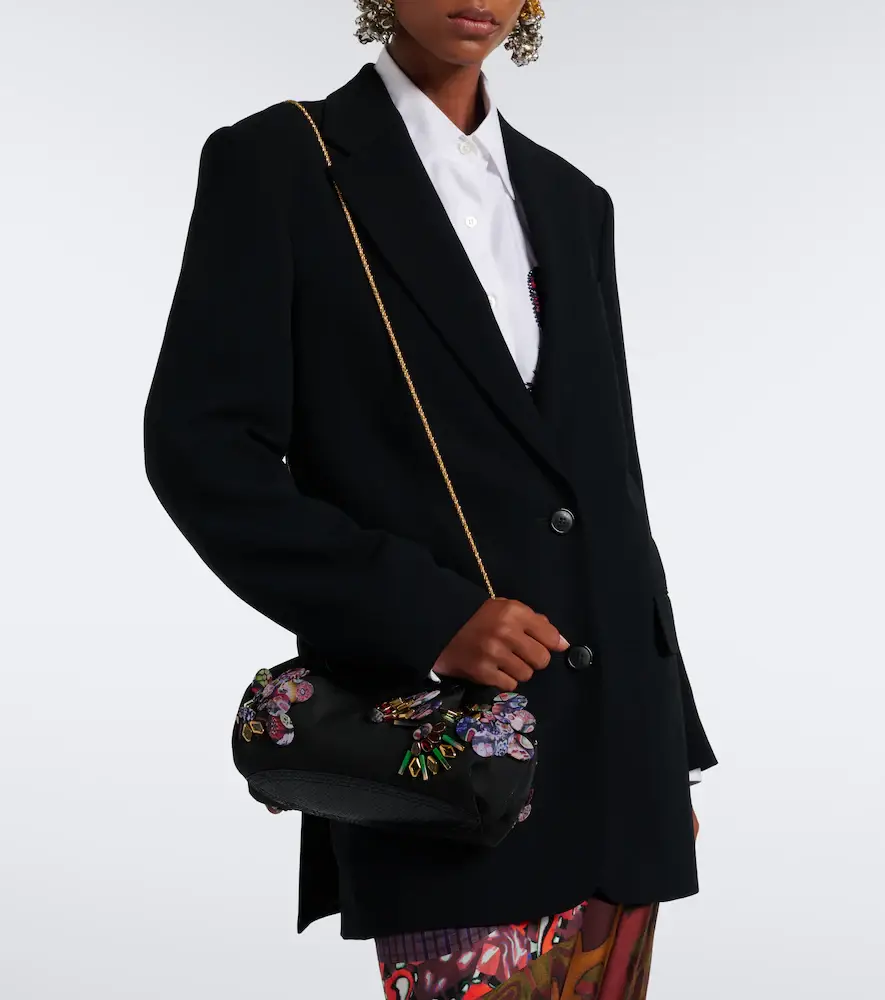 Dries Van Noten Embellished leather-trimmed clutch | Thumbnail 7