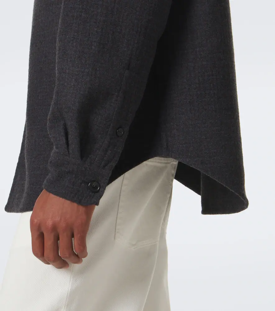Loewe Leather-trimmed wool and silk overshirt | Thumbnail 2