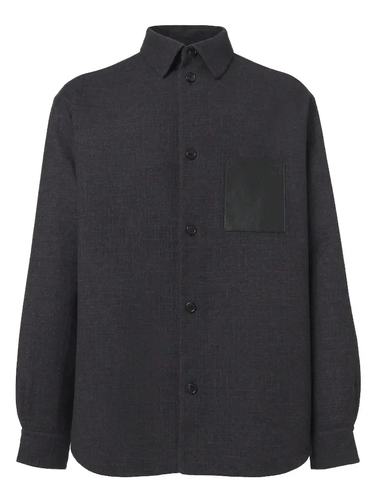 Loewe Leather-trimmed wool and silk overshirt