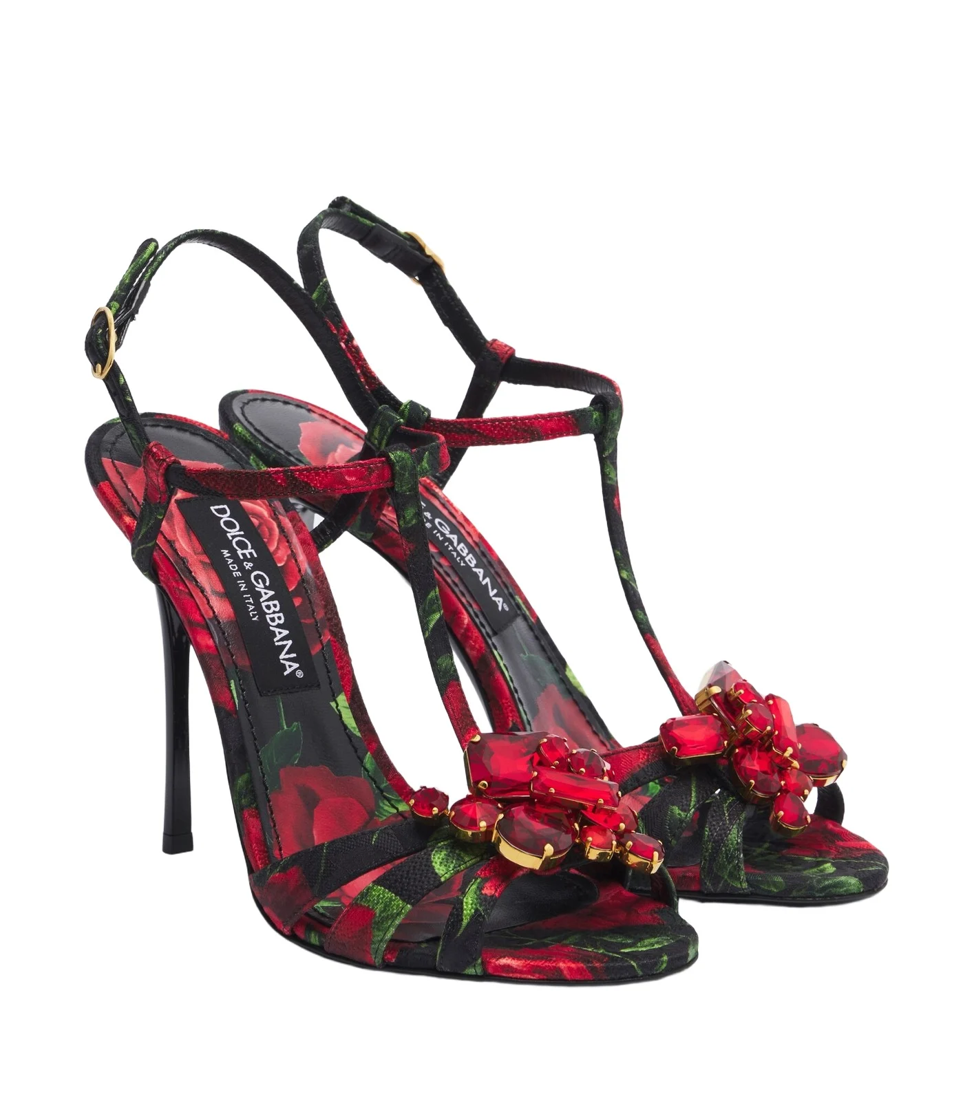 Embellished floral brocade sandals Embellished floral brocade sandals