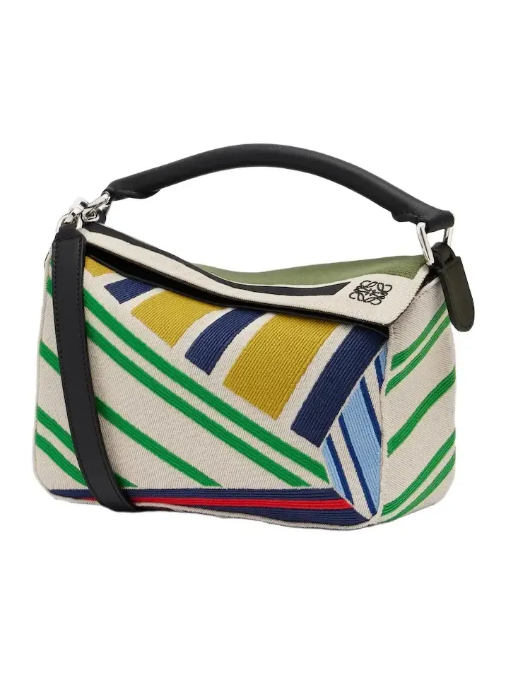 Puzzle Small striped top-handle bag