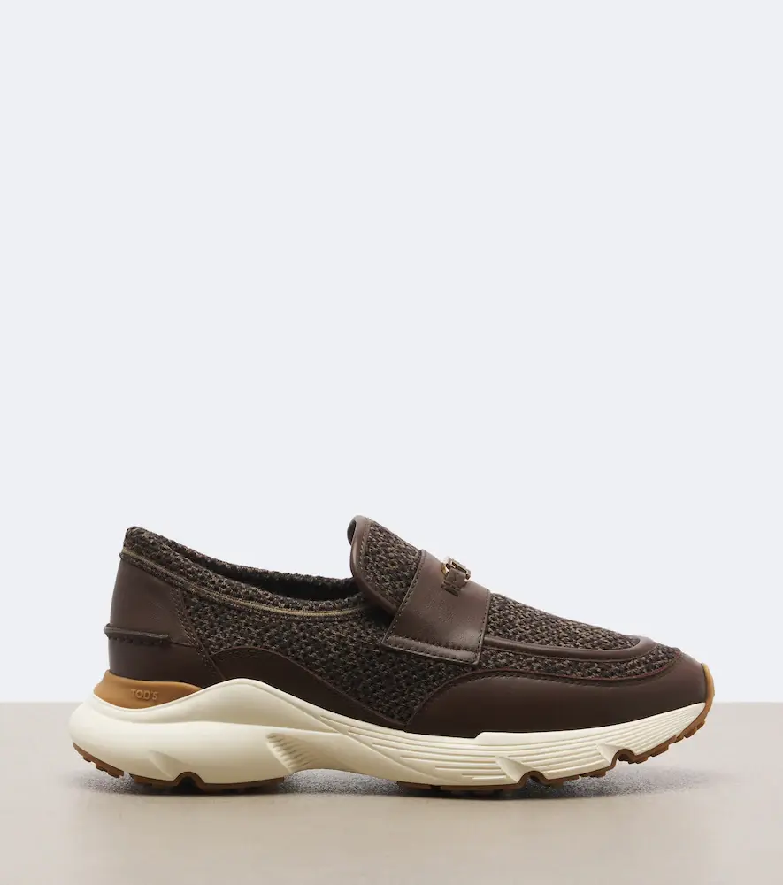 Tod's Leather-trimmed knitted slip-on shoes | Thumbnail 2 Tod's Leather-trimmed knitted slip-on shoes | Thumbnail 2