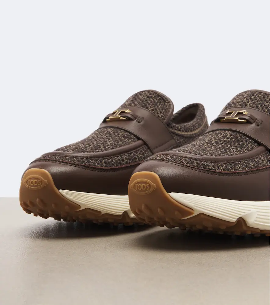 Tod's Leather-trimmed knitted slip-on shoes | Thumbnail 3 Tod's Leather-trimmed knitted slip-on shoes | Thumbnail 3