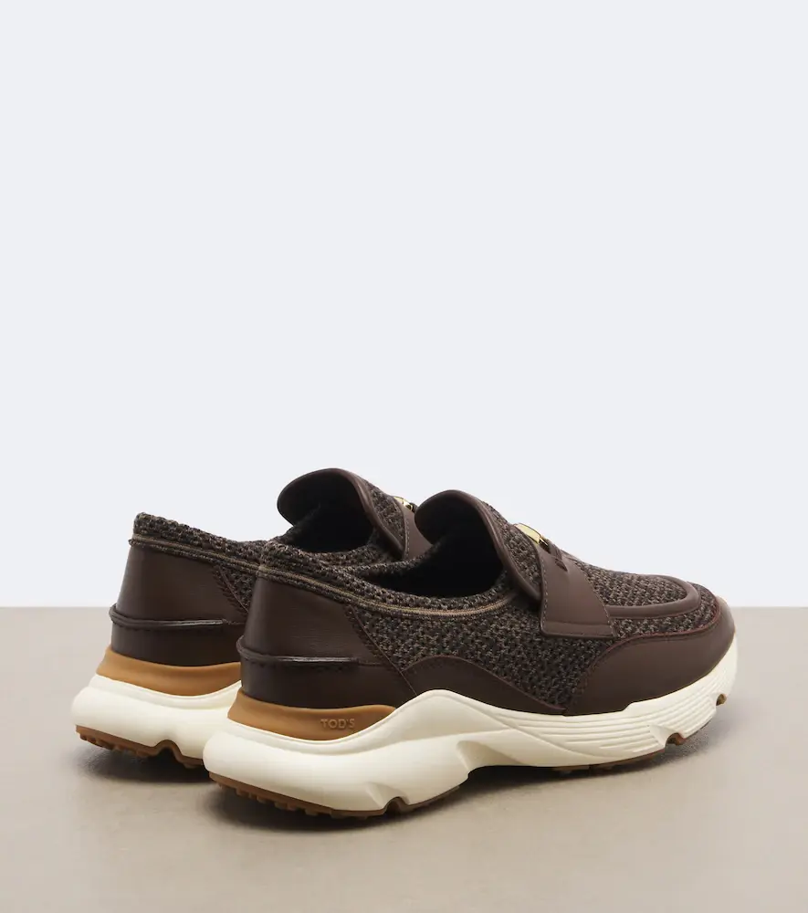 Tod's Leather-trimmed knitted slip-on shoes | Thumbnail 4 Tod's Leather-trimmed knitted slip-on shoes | Thumbnail 4