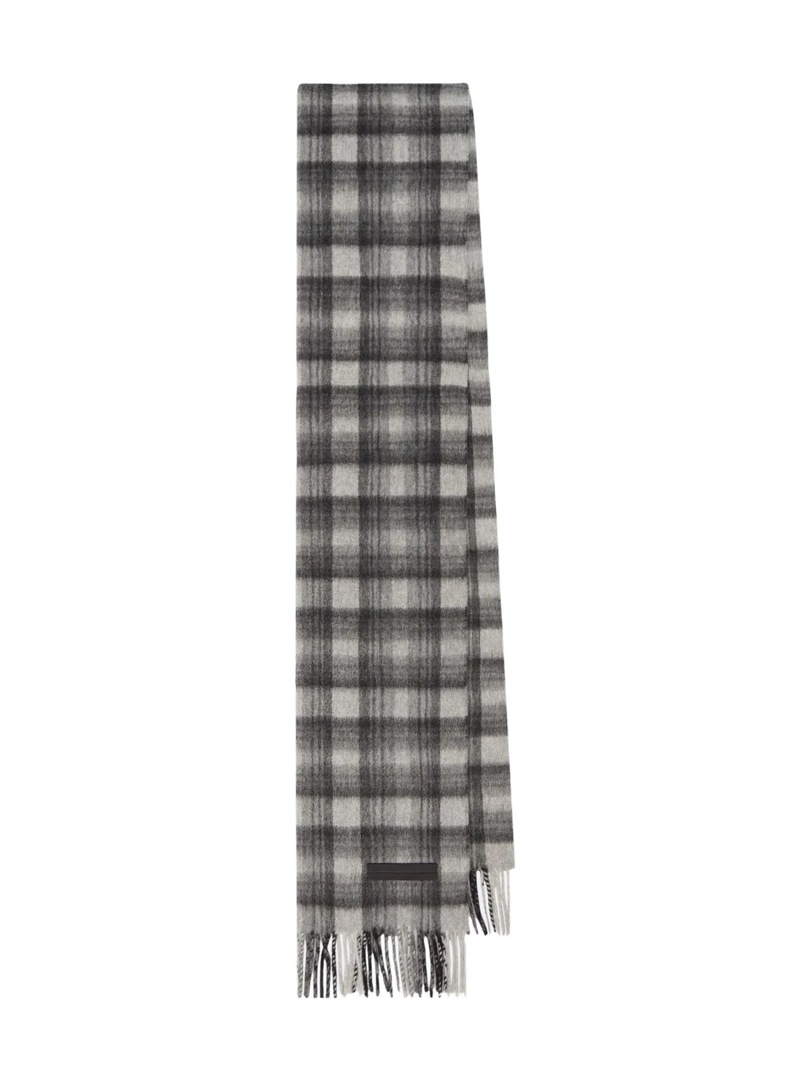 Checked fringed cashmere scarf