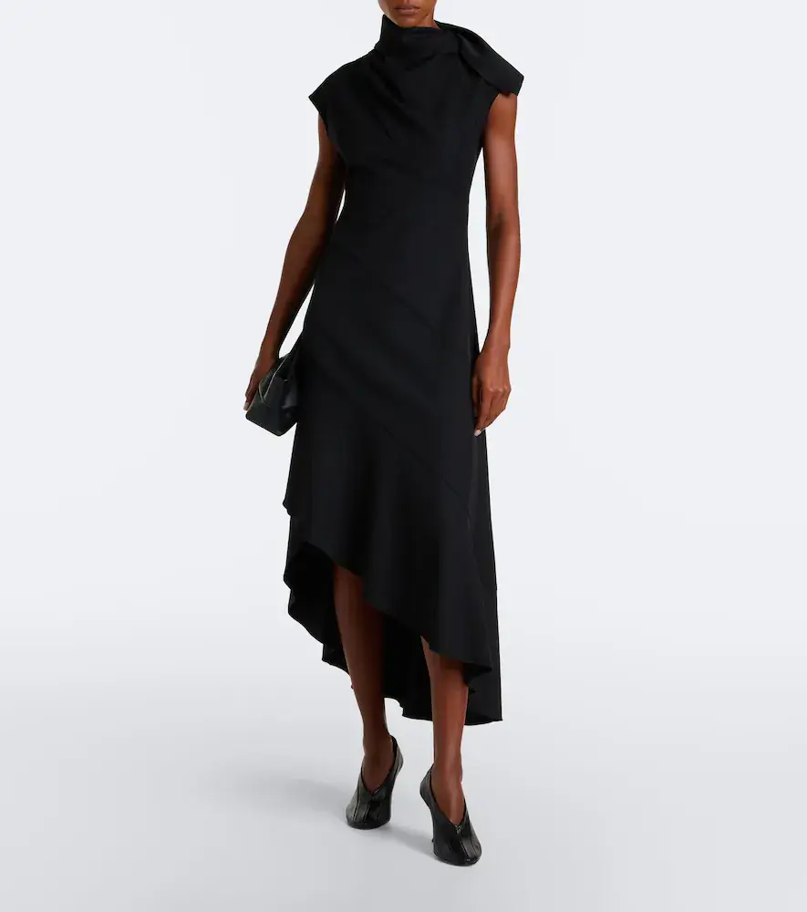 Proenza Schouler Elodine asymmetric draped midi dress | Thumbnail 3 Proenza Schouler Elodine asymmetric draped midi dress | Thumbnail 3