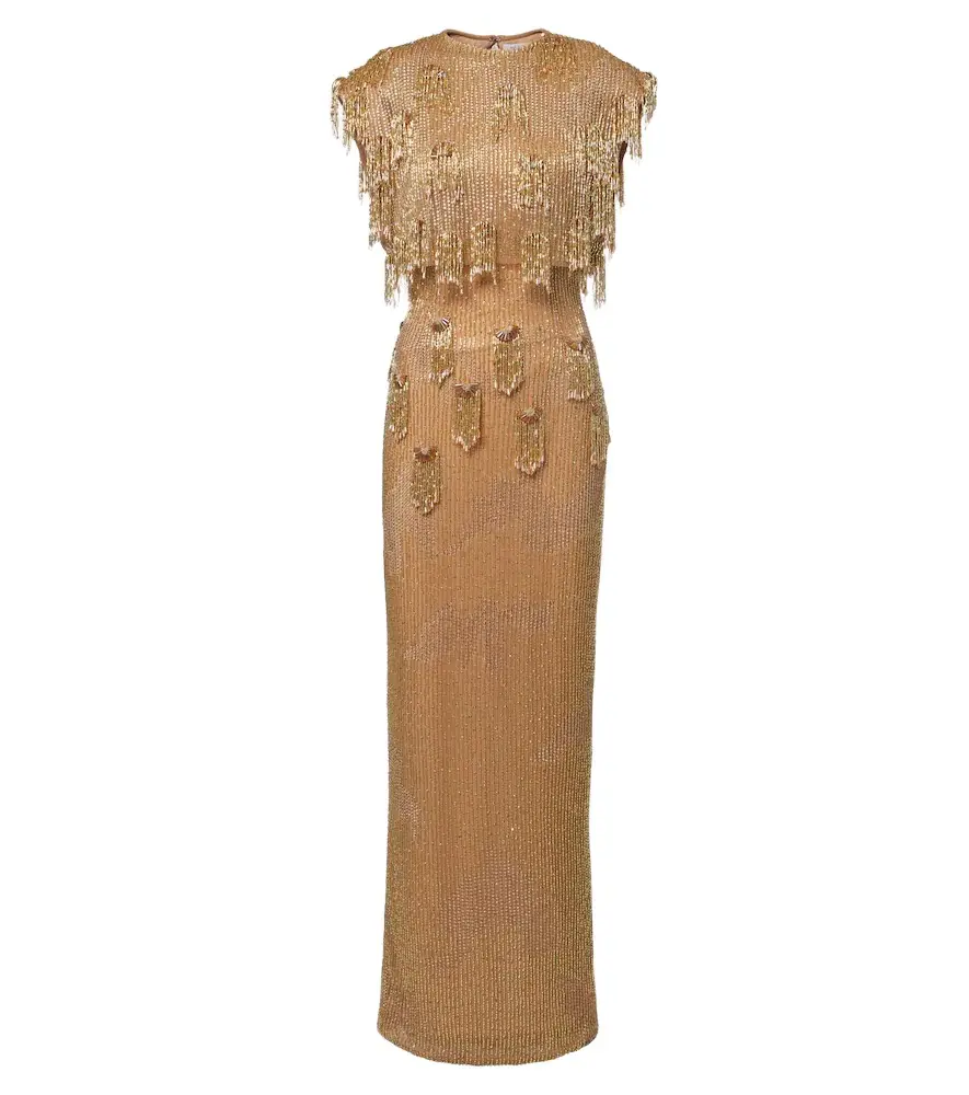 RACHEL GILBERT Lani caped beaded gown