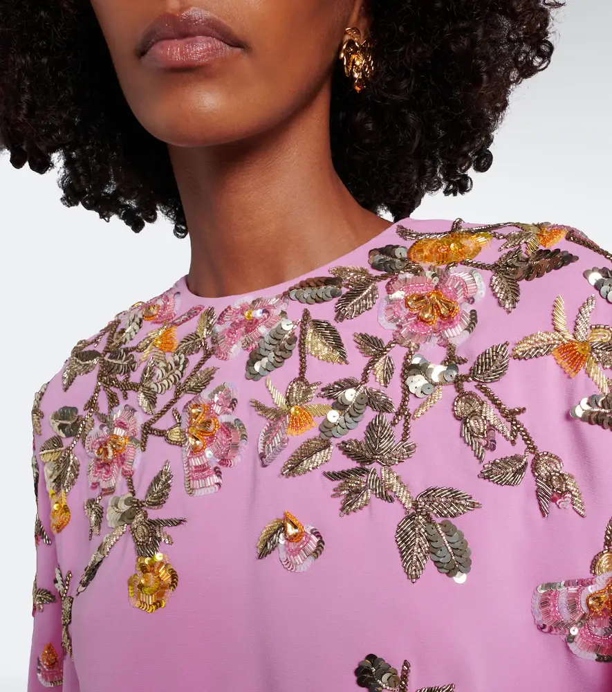 Oscar de la Renta Caped floral silk-blend georgette gown | Thumbnail 7