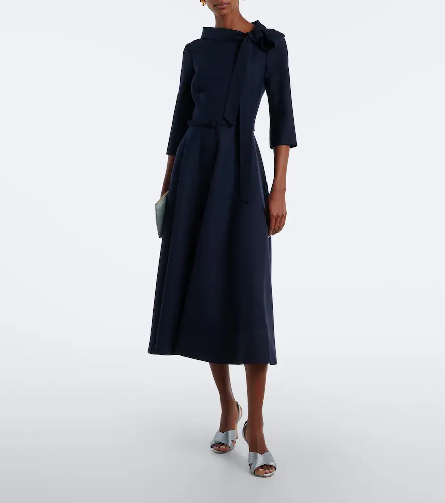 Oscar de la Renta Belted tie-neck wool-blend midi dress | Thumbnail 2 Oscar de la Renta Belted tie-neck wool-blend midi dress | Thumbnail 2