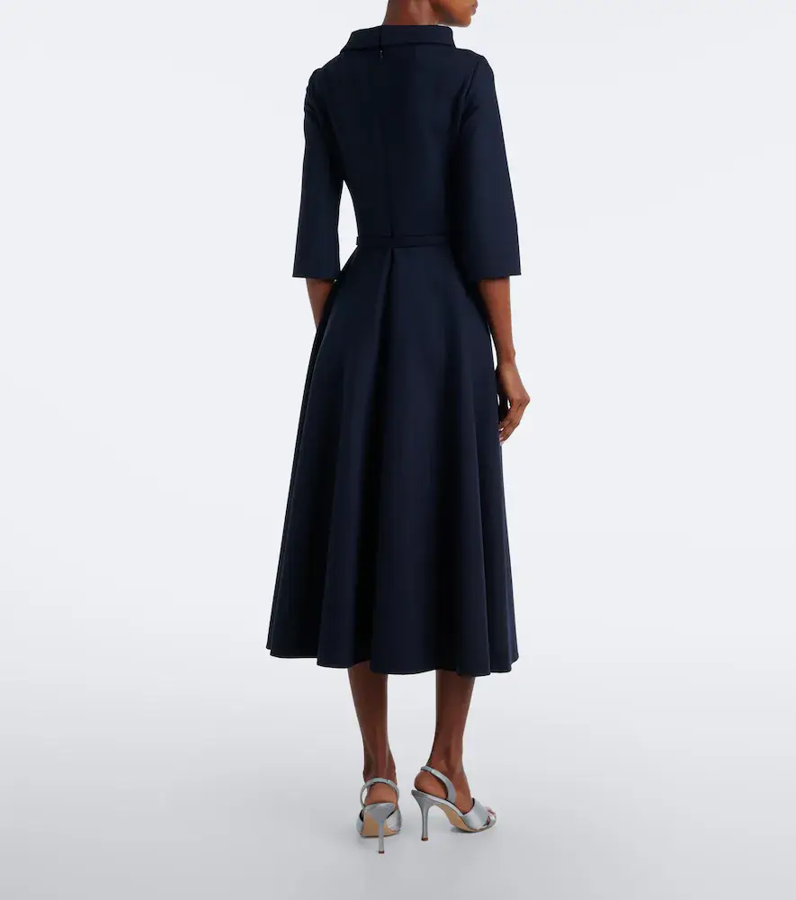 Oscar de la Renta Belted tie-neck wool-blend midi dress | Thumbnail 5 Oscar de la Renta Belted tie-neck wool-blend midi dress | Thumbnail 5
