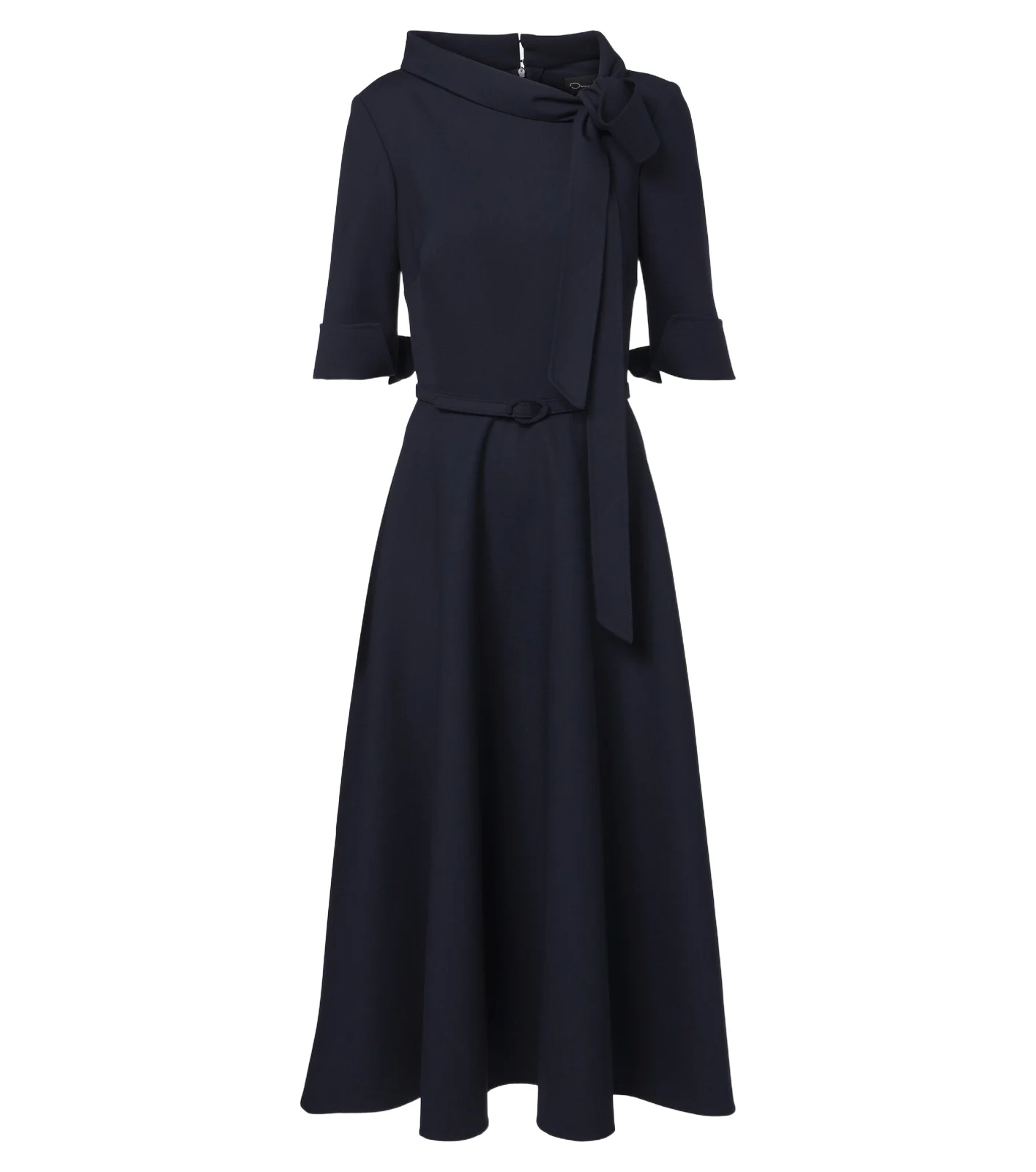 Oscar de la Renta Belted tie-neck wool-blend midi dress