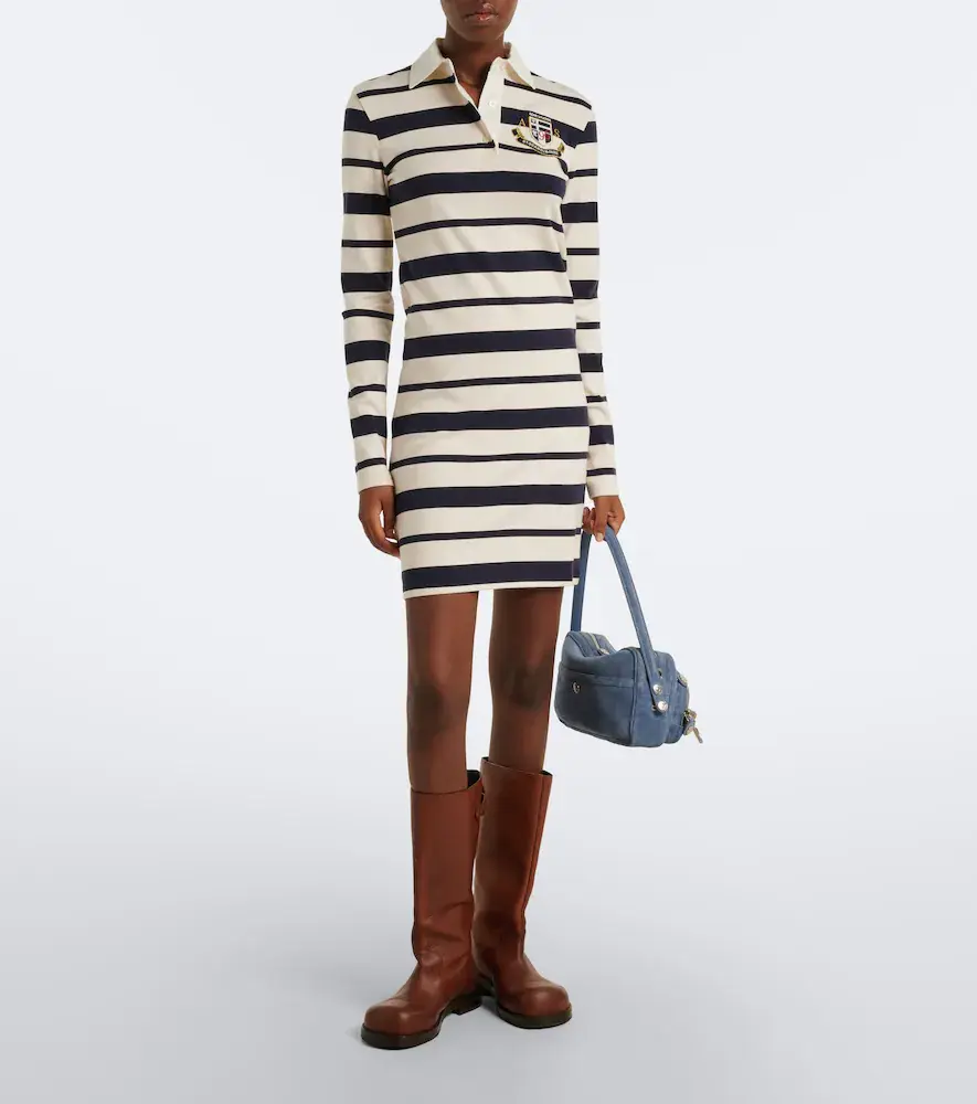 Acne Studios Striped cotton-blend jersey polo dress | Thumbnail 3 Acne Studios Striped cotton-blend jersey polo dress | Thumbnail 3