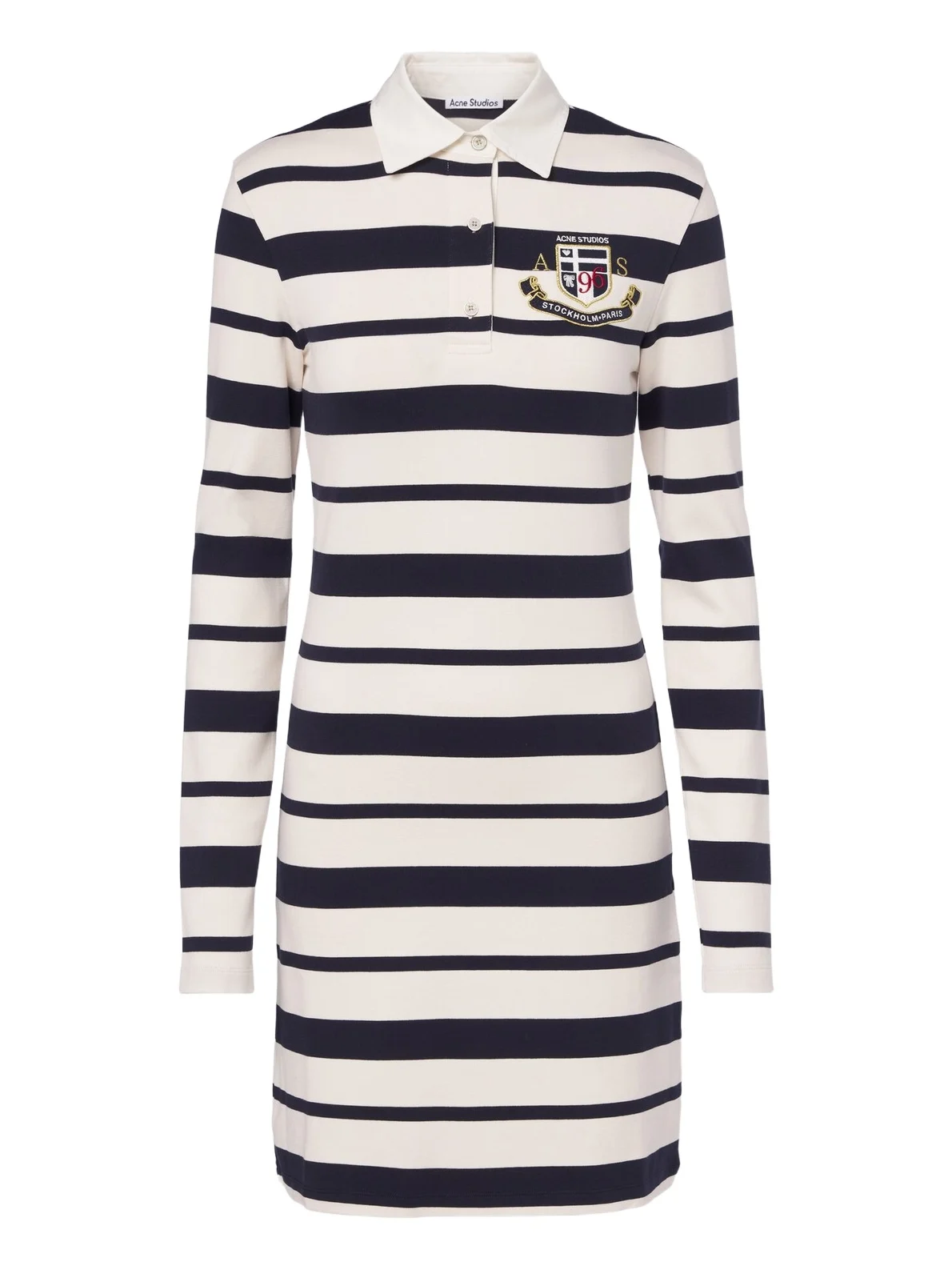 Acne Studios Striped cotton-blend jersey polo dress
