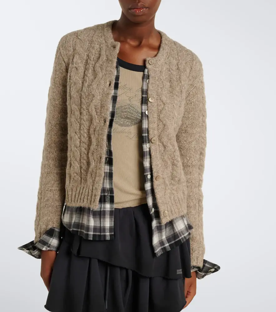 Acne Studios Layered alpaca, yak and wool-blend cardigan | Thumbnail 2