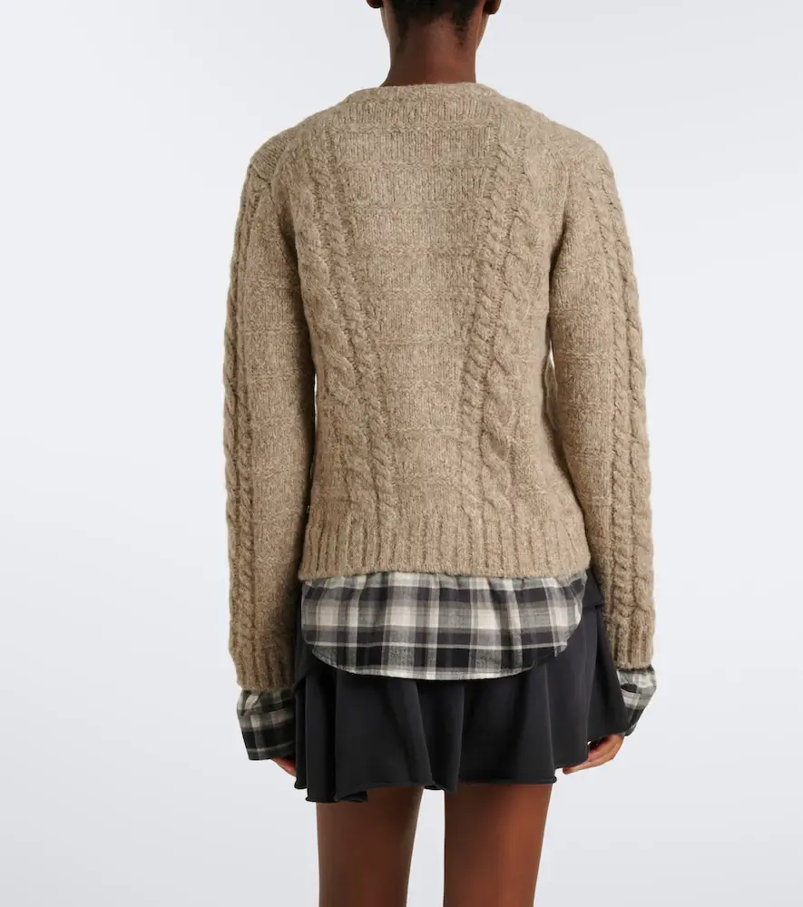 Acne Studios Layered alpaca, yak and wool-blend cardigan | Thumbnail 3