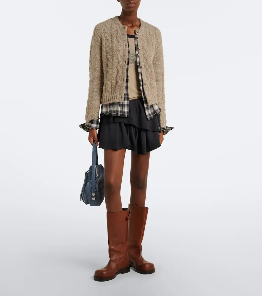 Acne Studios Layered alpaca, yak and wool-blend cardigan | Thumbnail 5