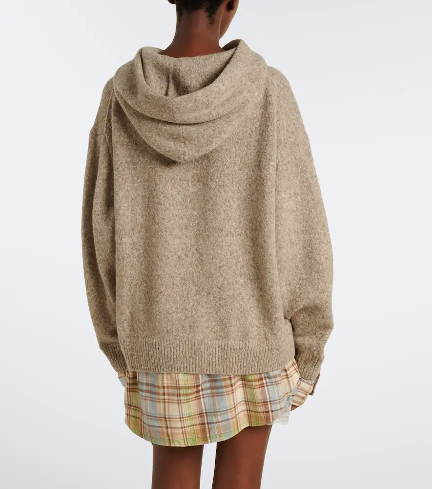 Acne Studios Layered alpaca, yak and wool-blend hoodie | Thumbnail 3