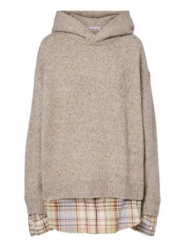 Layered alpaca, yak and wool-blend hoodie Layered alpaca, yak and wool-blend hoodie