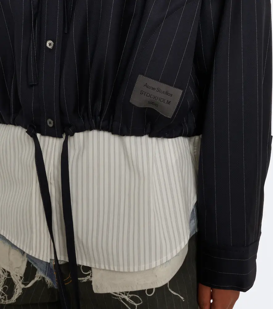 Acne Studios Pinstripe hooded wool jacket | Thumbnail 2